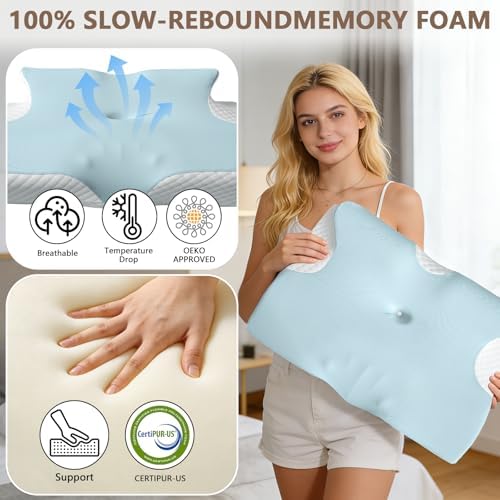Memory Foam Cervical Neck Pillow, Ergonomic Contour Bed Pillow - Image 2