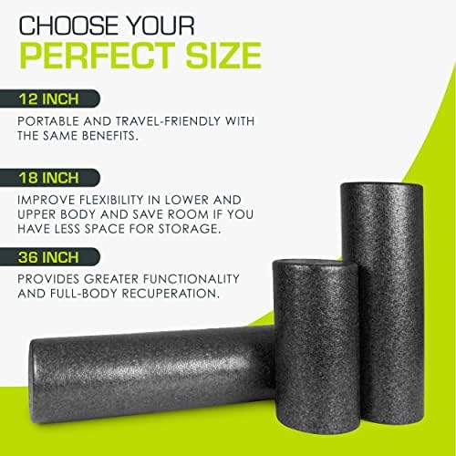 ProsourceFit High Density Foam Rollers 18 - inches long, Firm Full Body Athletic Massage Tool for Back Stretching, Yoga, Pilates, Post Workout Muscle Recuperation, Black - Image 4