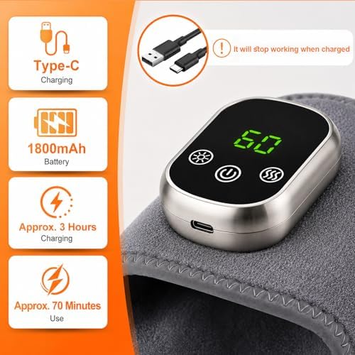 3 in 1 Red Light Foot and Ankle Massager, with Heat, Red Light, and Vibration Triple Care Function, 40 LED 660nm Wrap, 1800mAh Rechargeable Battery, Portable Foot Massager for Feet, Ankles, and Arches - Image 6