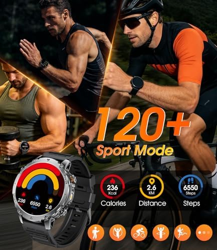 LIGE Military Smart Watch for Men, 1400mAh 60-Days Battery, 1.85" HD Smartwatch with LED Flashlight, 100+ Sports Mode, IP68 Waterproof, Pedometer, Fitness Watch for Android iOS - Image 5