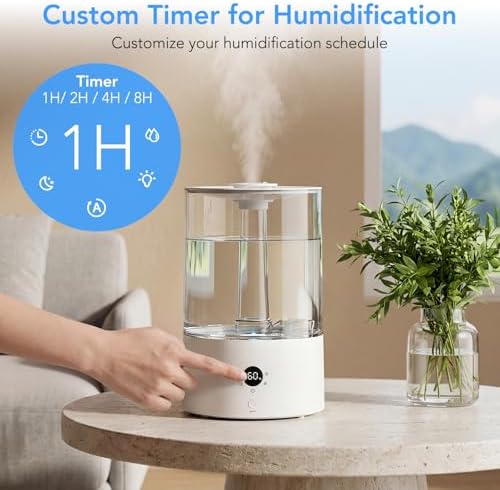 Electactic 3.8L Top Fill Humidifier for Bedroom, Auto Constant Humidity, Smart Control, Quiet Ultrasonic Cool Mist, 360 Nozzle, 3 Mist Levels, 7-Color Light for Home Office Baby Room - Image 5
