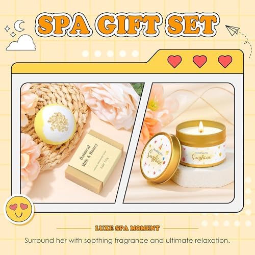 Gift Baskets for Women Unique Birthday Gifts for Women self care cheer up gifts set pick me up gift box for Woman teen girls best friend Sister Ladies Friendship Her - Inspirational Yellow Present - Image 5