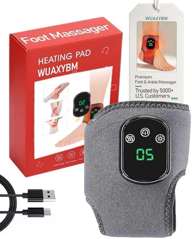 Foot Massager with 5 Heat Levels, Electric Heated Triple Vibration Feet & Ankle Massager for Pain Relief, Portable Heating Foot Massage for Mom & Dad, Valentine’s Day Gift 2026(Grey 1PC) by Unknown