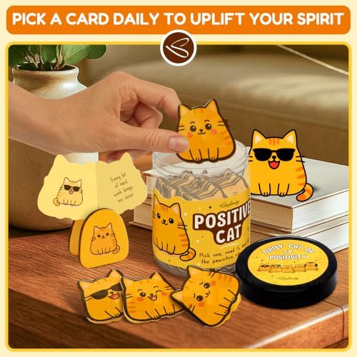 STOFINITY Positive Cat Jar, 60 Affirmation Cards, Cat Gifts for Women - Image 4