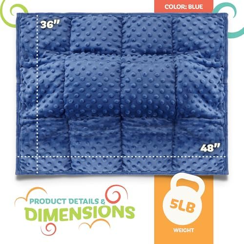 XL Weighted Blanket for Kids 5lb (Blue) 36x48 Inch, Plush Minky Kids Blanket with Travel Bag, Blanket for Ages 4 to 10 - Image 2
