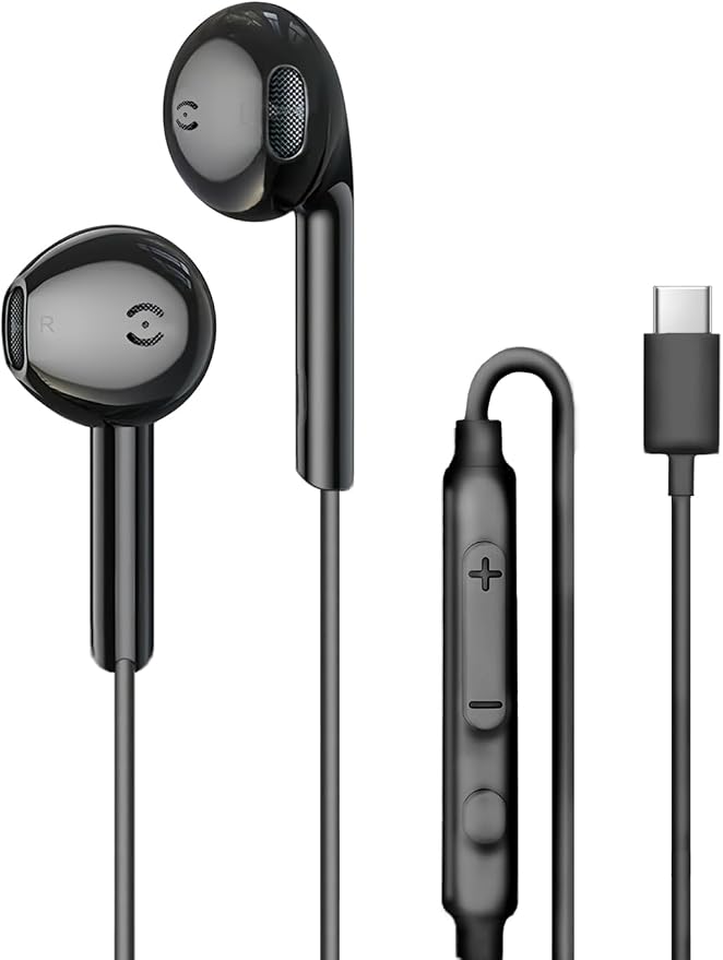 MAS CARNEY USB C Headphones for Samsung S26 S25 FE S24 A16, iPhone 17 16 15 | USB C Earbuds Wired Headphones with Mic for Samsung Galaxy S23 S22 S21 Ultra A17 A26 A53 A56 Z Fold, Pixel 9, Wired Ear buds by MASCARNEY