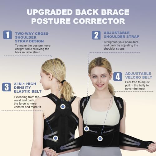 Posture Corrector for Women and Men Upgraded Back Brace, Adjustable Back Support for Upper and Lower Back Pain Relief, Shoulder Straightener for Hunchback, Scoliosis, Lumbar, Spine (Black, Small) - Image 3