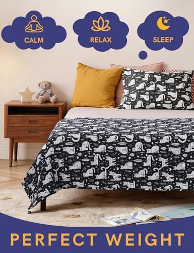 YnM Weighted Blanket Queen(60"x80" 12lbs) Washable Soft Heavy Blanket Throw for All-Season Weighted Blanket for Sleeping,Throw Size Breathable Blanket with Premium Glass Bead(Cat) - Image 2