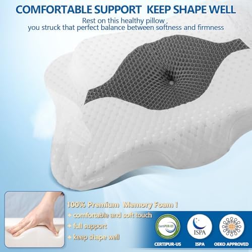 CHxxy Memory Foam Pillows, Cervical Pillow for Neck & Shoulder Pain Relief - Image 6