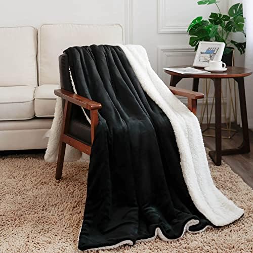 NANPIPER Fleece Blanket Sherpa Throw,Soft Fuzzy Twin Blankets for Couch,Black 60"x80" - Image 3