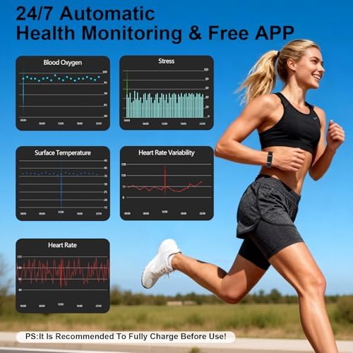 Smart Bracelet Fitness Trackers for Men Women, Smart Watch 24/7 Heart Rate Sleep Stress HRV Monitor, 170+ Sports Modes, 2 Bands, Free APP - Image 2