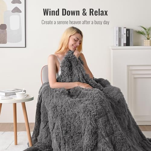 Uttermara Shaggy Weighted Blanket for Adults Queen Size, 20lbs 60"x80" - Image 4