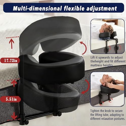 Massage Headrest for Bed, Universal Home Mattress Top Massage Kit, Adjustable Height, Head Holder Face Cradle Face Down Pillow, Home SPA Salon Face Cushion Support Bracket (Black) - Image 3