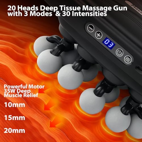 20 Head Portable Massage Gun Deep Tissue,3 Modes,30 Levels - Image 2