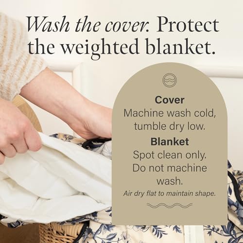15 lb Cooling Weighted Blanket for Adults (60x80 Queen) | 100% Cotton with Removable Cover | Unique Scallop Edge Design | Oeko-TEX Glass Beads | Breathable All-Season Heavy Blanket - Image 5