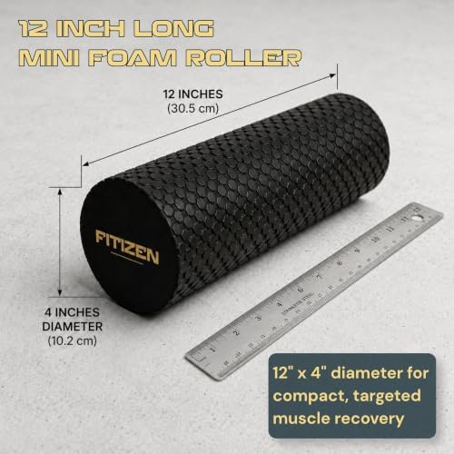 Foam Roller for Muscle Massage, Stiff Back Pain Relief, Physical Therapy, Deep Tissue, Exercise Equipment for Home Gym, Stress, Yoga, Pilates for the Fit Citizen (Black, Mini 12 x 4 Inches) - Image 3