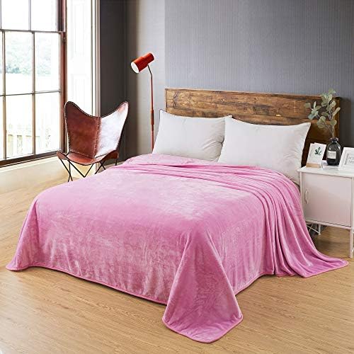 Fleece King Size Summer Blanket All Season 350GSM Lightweight Throw for The Bed Extra Soft Brush Fabric Winter Warm Sofa Blanket 90" x 108"(Pink King) - Image 2