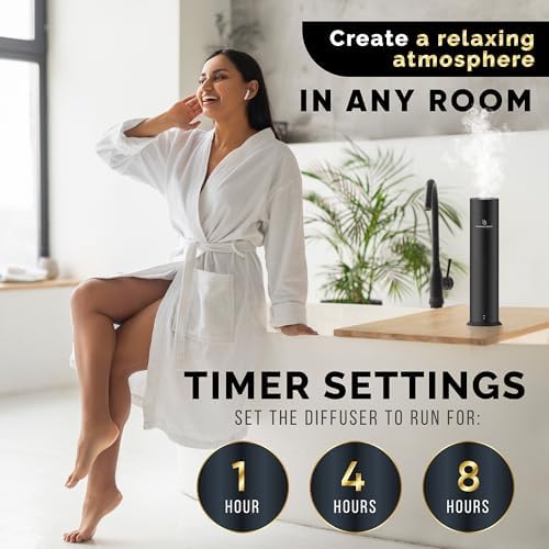 Luxury Essential Oil Diffuser – Waterless Oil Diffuser for Essential Oils - Scent Diffuser for Home & Hotel - Covers up to 1000 sq. ft. with Bluetooth App Control (Black) - Image 3