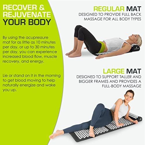 ProsourceFit Acupressure Mat and Pillow Set for Back/Neck Pain Relief and Muscle Relaxation, Black - Image 5