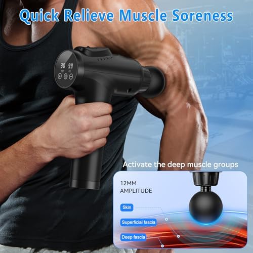 APHERMA Massage Gun, Muscle Massage Gun for Athletes Handheld Electric Deep Tissue Back Massager, Percussion Massage Device for Pain Relief with 30 Speed Levels 9 Heads Black - Image 6