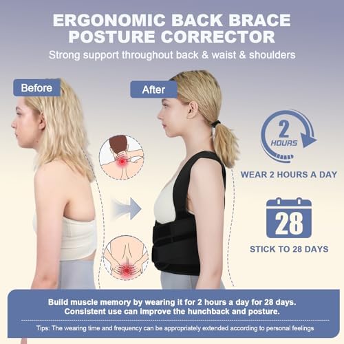 Posture Corrector for Women and Men Upgraded Back Brace, Adjustable Back Support for Upper and Lower Back Pain Relief, Shoulder Straightener for Hunchback, Scoliosis, Lumbar, Spine (Black, Small) - Image 2