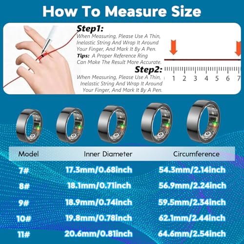 Smart Health Ring,Fitness Rings Tracker with Blood Pressure Monitor Heart Rate Blood Oxygen Sleep Monitor IP68 Waterproof Step Counter Calorie Tracker Health Rings for Women Men Android iOS Phones - Image 5
