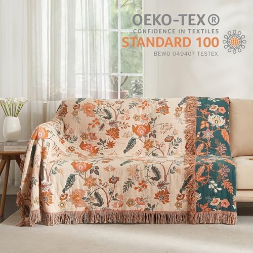Boho Throw Blanket for Bed 60”x80”, 100% Cotton Blanket for Couch Sofa - Image 4