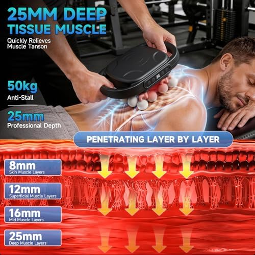 16 Head Massage Gun Deep Tissue, 10/20/30Mins Electric Back Muscle Massager - Image 3