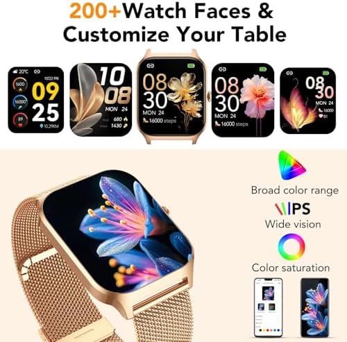 Smart Watch for Women with Bluetooth Calling, Fashion Fitness Tracker, 1.85" HD Touch Screen, AI Voice Assistant, Heart Rate Sleep Monitor, 120+ Sports Modes, Compatible with Android iPhone, 2 Bands - Image 3
