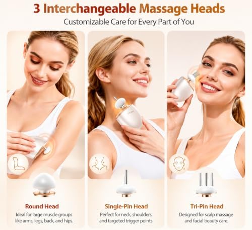 Mini Massage Gun,Designed by Japanese Experts,3-Pin Retractable Head (For Face & Scalp) + Round Head (For Muscle Groups),Percussion Deep Tissue Massage,4 Speed Settings,0.5lb,for Home/Gym,Ideal Gift - Image 5