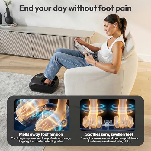 Shiatsu Foot Massager with Heat & Deep Kneading - Relieves Plantar Fasciitis, Neuropathy & Foot Fatigue - Features Adjustable Heat & 3 Compression Setting - Fits Up to Men’s Size 14 - Image 3