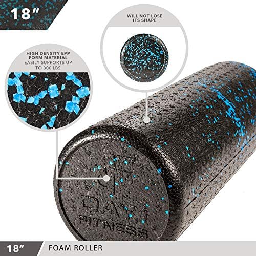 Day 1 Fitness High Density Muscle Foam Rollers - Sports Massage Rollers for Stretching, Physical Therapy, Deep Tissue, Myofascial Release - Ideal for Exercise and Pain Relief - Speckled Blue, 18” - Image 4