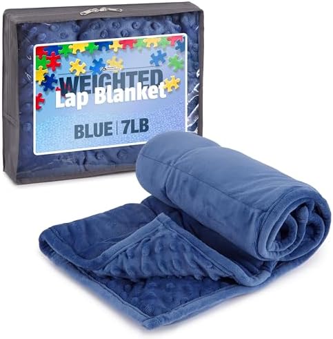 Kidaddle 7lb Weighted Blanket for Kids (Blue) 19x22 Inch, Plush Minky Weighted Lap Pad with Travel Bag by Kidaddle