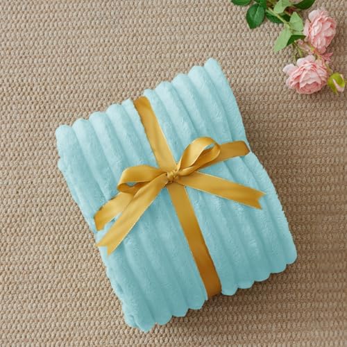 BEDELITE Ribbed Twin Blanket for Couch & Bed, Cloud Blue, 60"x80" - Image 6