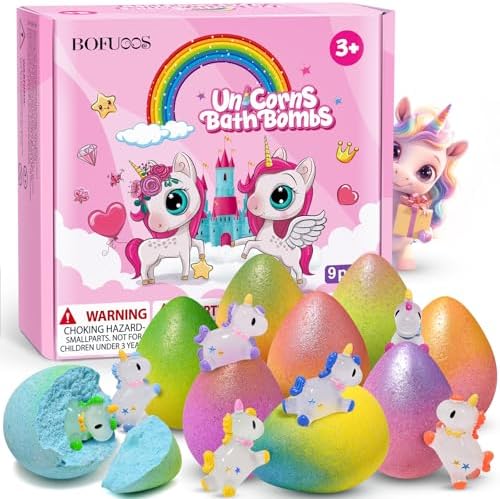 Unicorn Bath Bombs with Surprise Toys Inside, Girls Birthday Gifts by BofuoosBathSpa