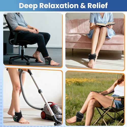 Cordless Ankle Massager for Pain Relief, Foot Massager for Neuropathy, Foot and Ankle Massager, Rechargeable 3000mAh Battery, 4 Heat Levels 3 Vibration Modes, Black - Image 6