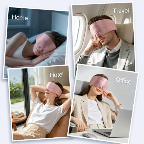 LitBear Sleep Mask for Women Men, Reversible Silk and Cooling Fabric, Pink - Image 7