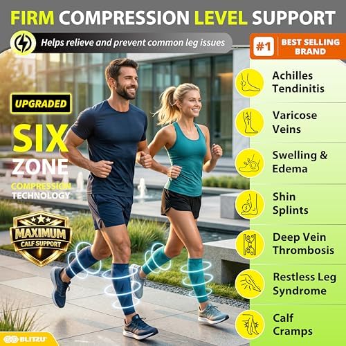 BLITZU Calf Compression Sleeves, Footless Compression Socks for Men & Women - Image 2