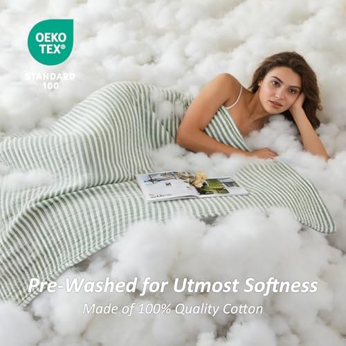 EMME Cotton Muslin Blanket Couch 4-Layer Breathable Gauze Soft Lightweight Bed Blankets Adults Sage Green Twin XL (66" x 90") - Image 2