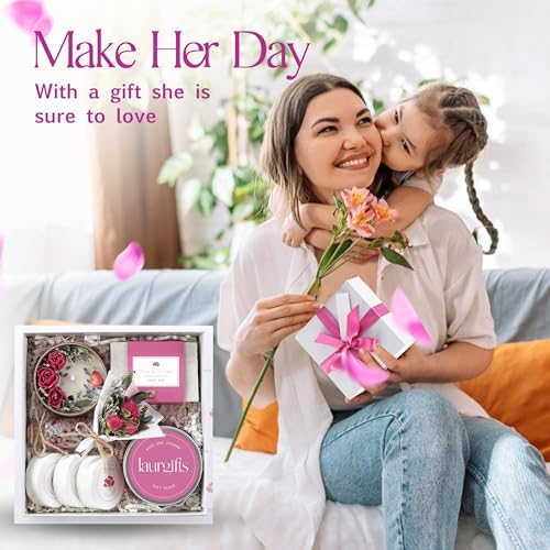 Birthday Gifts for Women – Rose & Jasmine Spa Gift Set & Self Care Basket, Relaxing Bath Box, Spa Basket for Her, Mom, Friend - Image 3