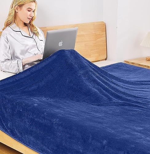 Fleece Blanket Twin Size 350GSM Lightweight Throw for The Bed Extra Soft Brush Fabric Super Warm Sofa Blanket 66" x 90"(Royal Blue Twin) - Image 3