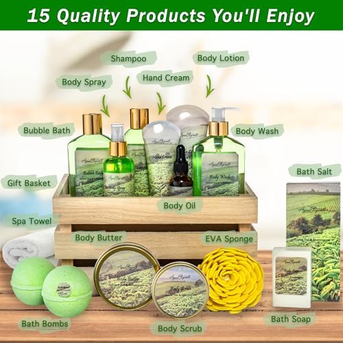 Aqua Elegante Premium Spa Gift Set For Women - Green Tea & Lemongrass - Image 2
