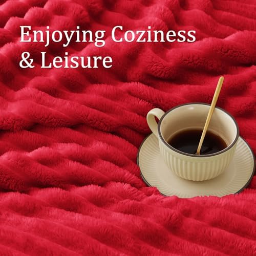 BEDELITE Ribbed Red Throw Blanket for Couch, 50"x60" - Image 5