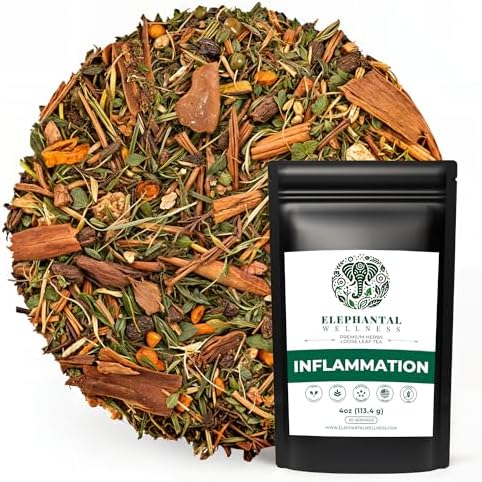 Elephantal Wellness Premium Inflammation Herbal Tea | Comfort & Mobility Blend with Turmeric, Boswellia, White Willow Bark & Ginger | Handmade, Non-GMO, Caffeine-Free Loose Leaf, 4oz, 40 Servings by Unknown