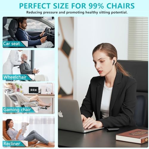 FLORICH Car Seat Cushion and Back Support for Office Chair Memory Foam Chair Cushions Pressure Relief Seat Pads with Gel Massage Point Lumbar Support (Light Black) - Image 5