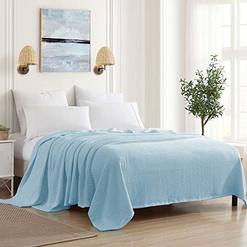 100% Fine Cotton Blanket Luxurious Weave Stylish Design Soft and Comfortable All Season Warmth, Full/Queen, Pearl Blue (Pack of 6) by SweetHomeCollection