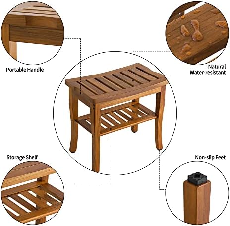 VaeFae Teak Shower Bench, Large Bench - Image 4