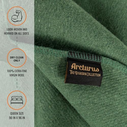 Arcturus Bighorn 100% Virgin Wool Blanket | Heirloom-Quality Wool Bedding for Home & Cabin | Warm, Thick & Durable (Queen Size, Sage) - Image 2