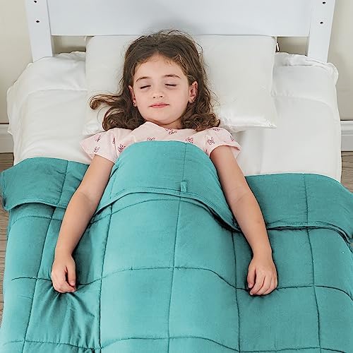 yescool Weighted Throw Blanket 7lbs, 41" x 60", Teal - Image 3