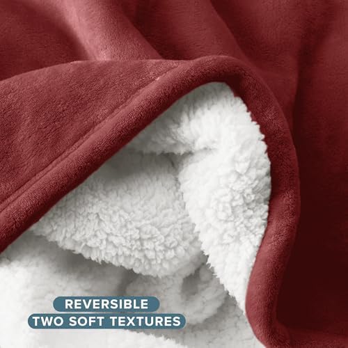 Bare Home Sherpa Fleece Blanket (Full/Queen, Rosewood) - Image 5